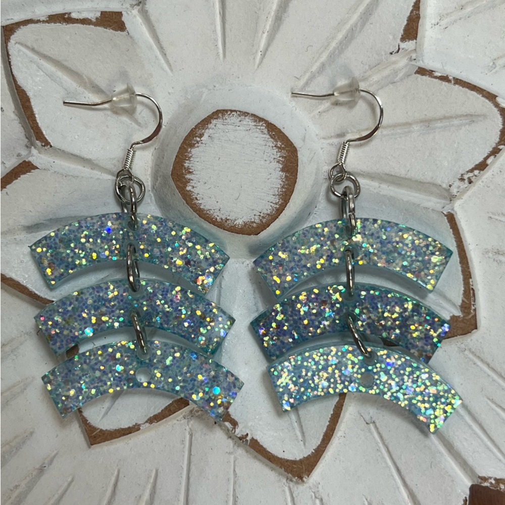 Light blue glitter earrings
